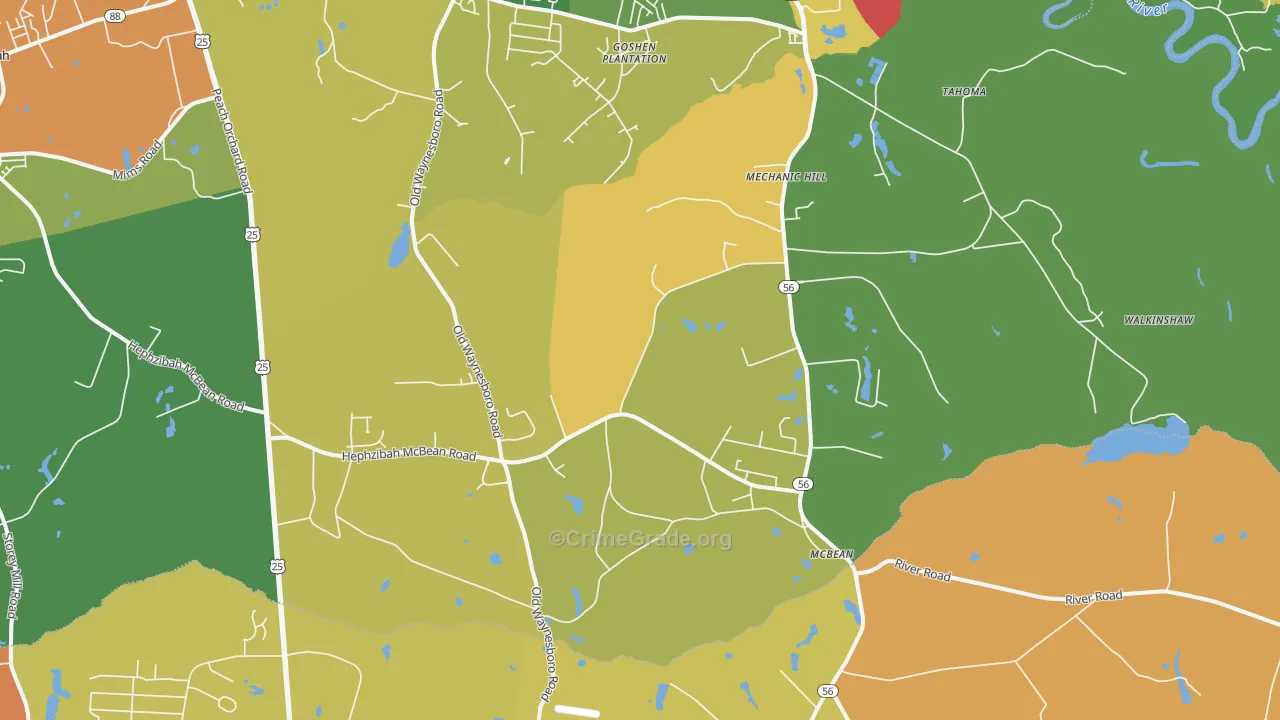 McBean, GA Map of Theft Rates