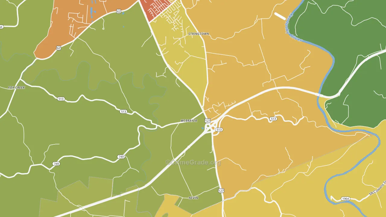 McBrayer, KY Map of Theft Rates