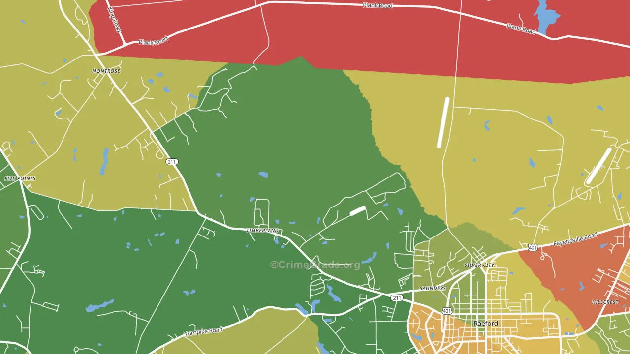 Mccain, NC Map of Theft Rates