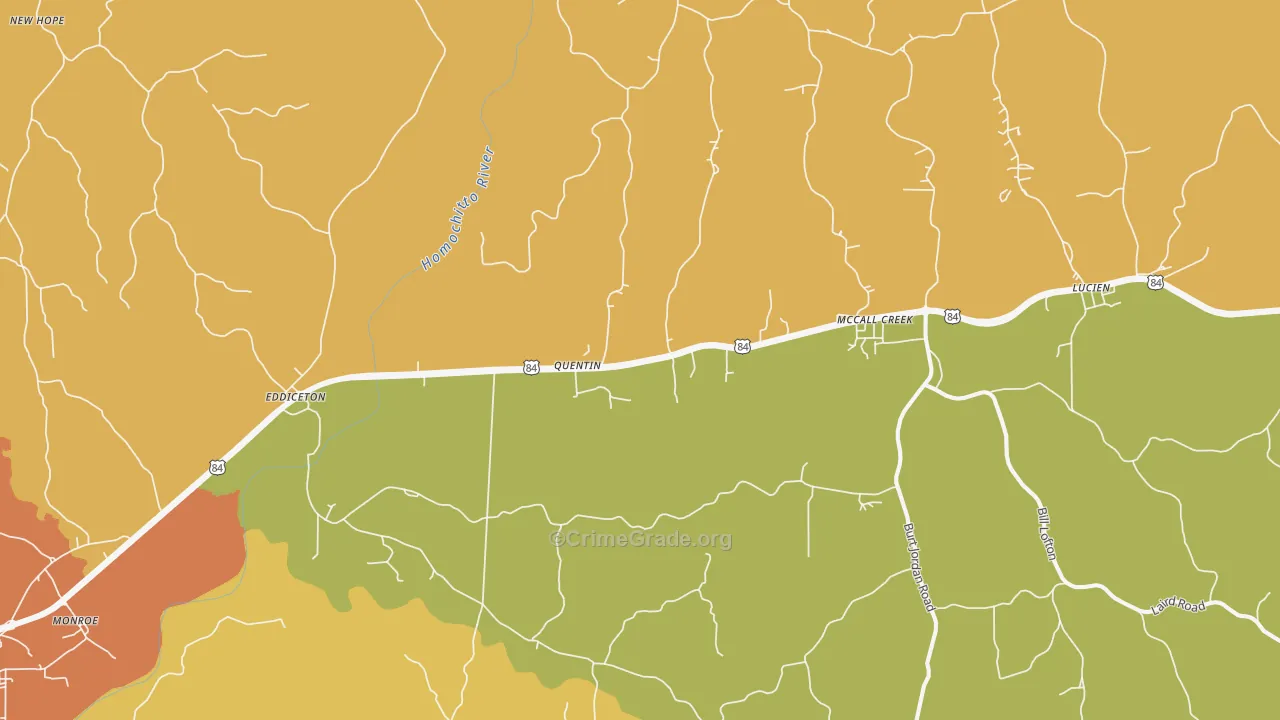 McCall Creek, MS Map of Theft Rates