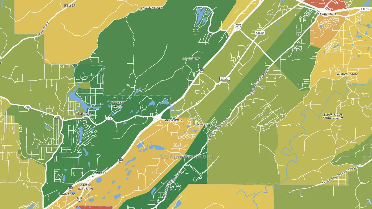 Mccalla, AL Map of Theft Rates