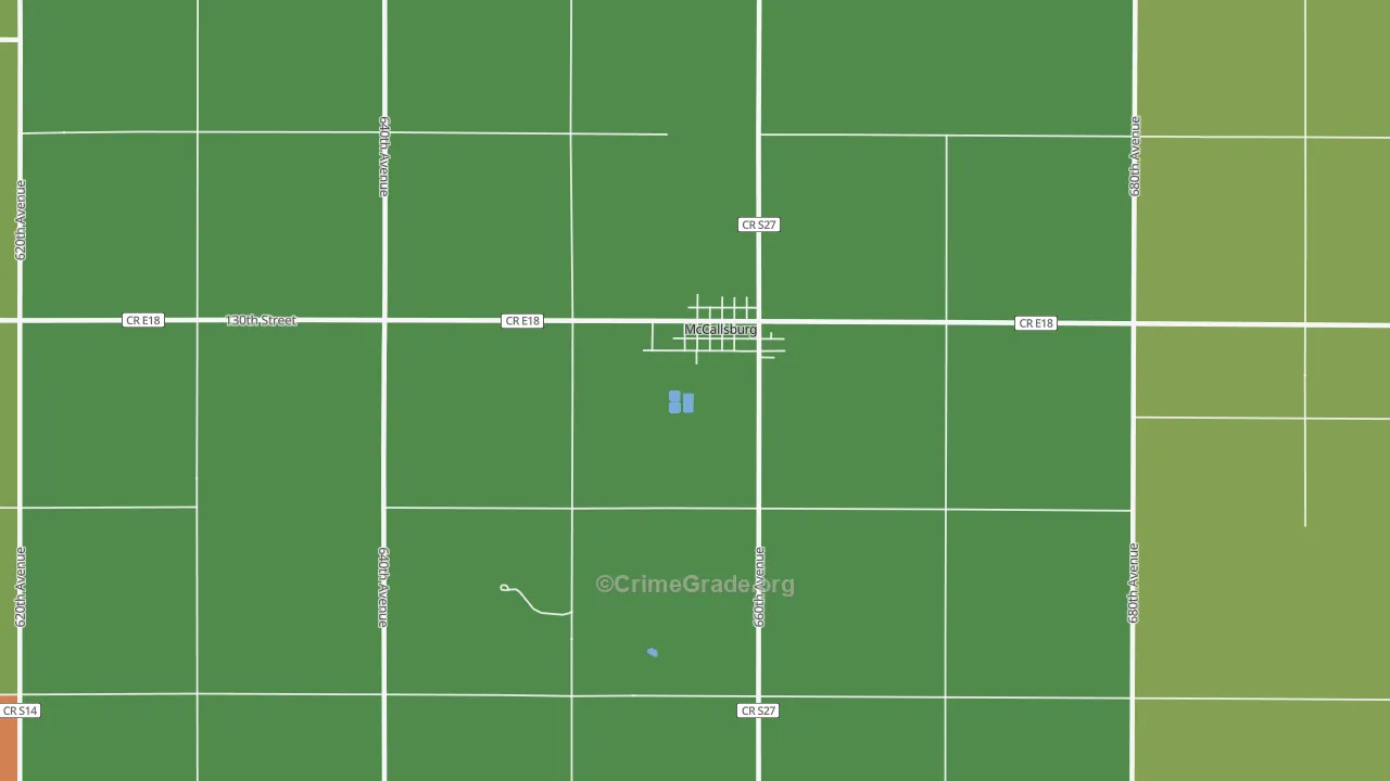 McCallsburg, IA Map of Theft Rates