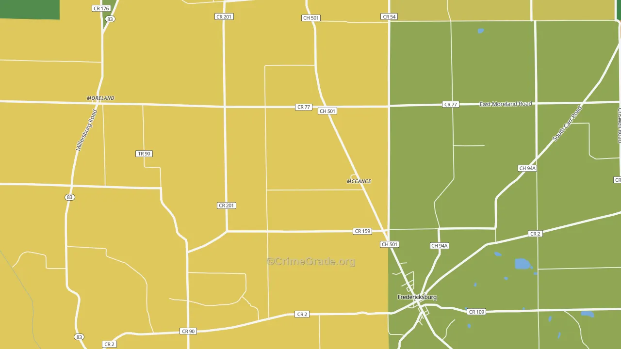 McCance, OH Map of Theft Rates