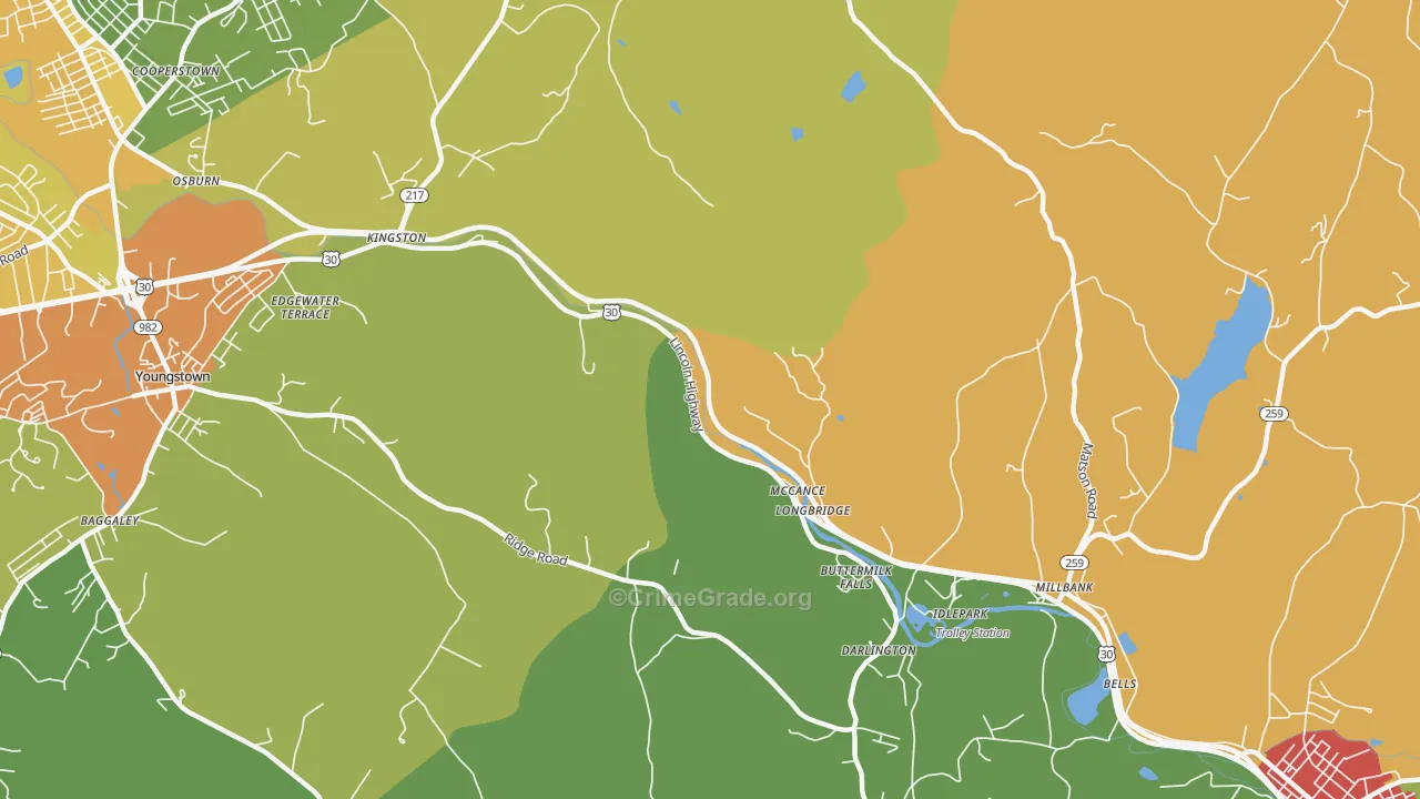 McCance, PA Map of Theft Rates