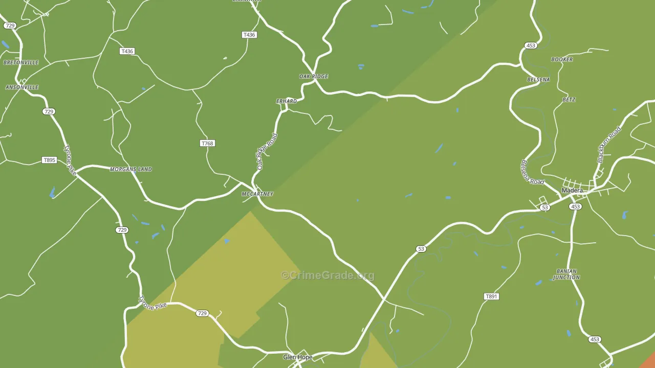 McCartney, PA Map of Theft Rates
