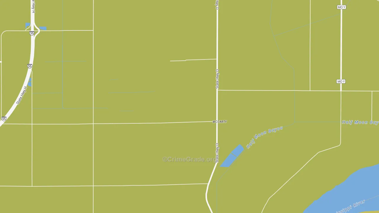 McCarty, MO Map of Theft Rates