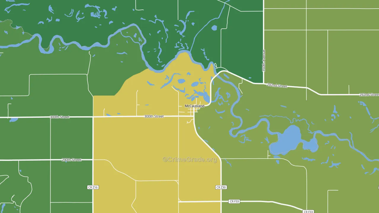 McCausland, IA Map of Theft Rates