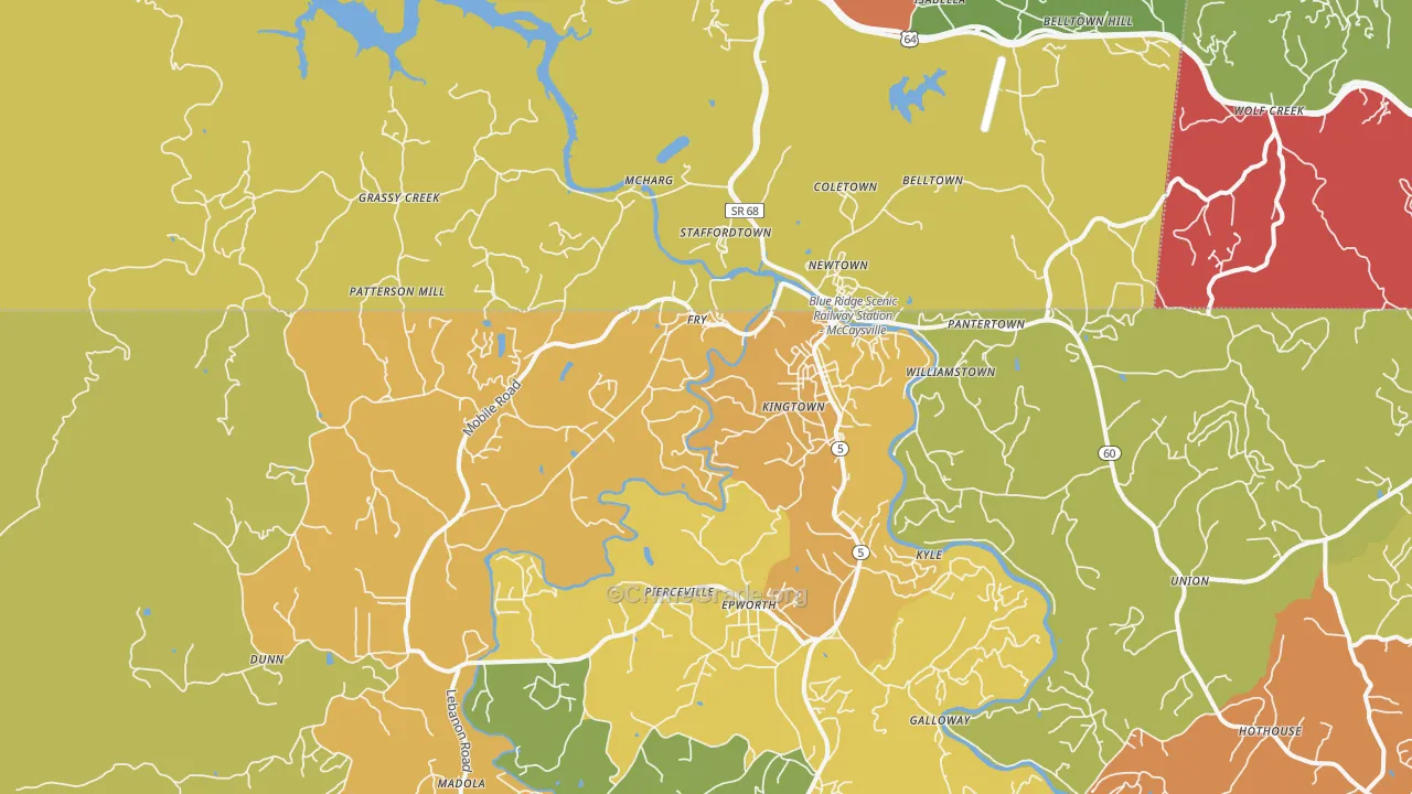 McCaysville, GA Map of Theft Rates