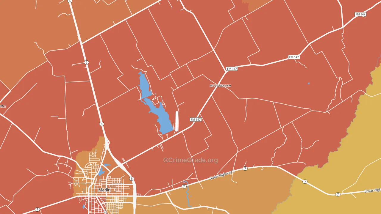 McClanahan, TX Map of Theft Rates