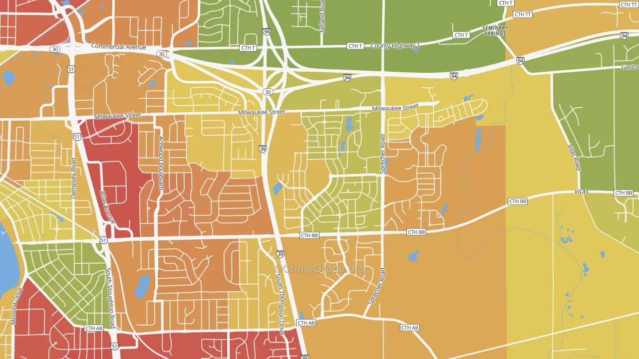 McClellan Park, Madison, WI Map of Theft Rates