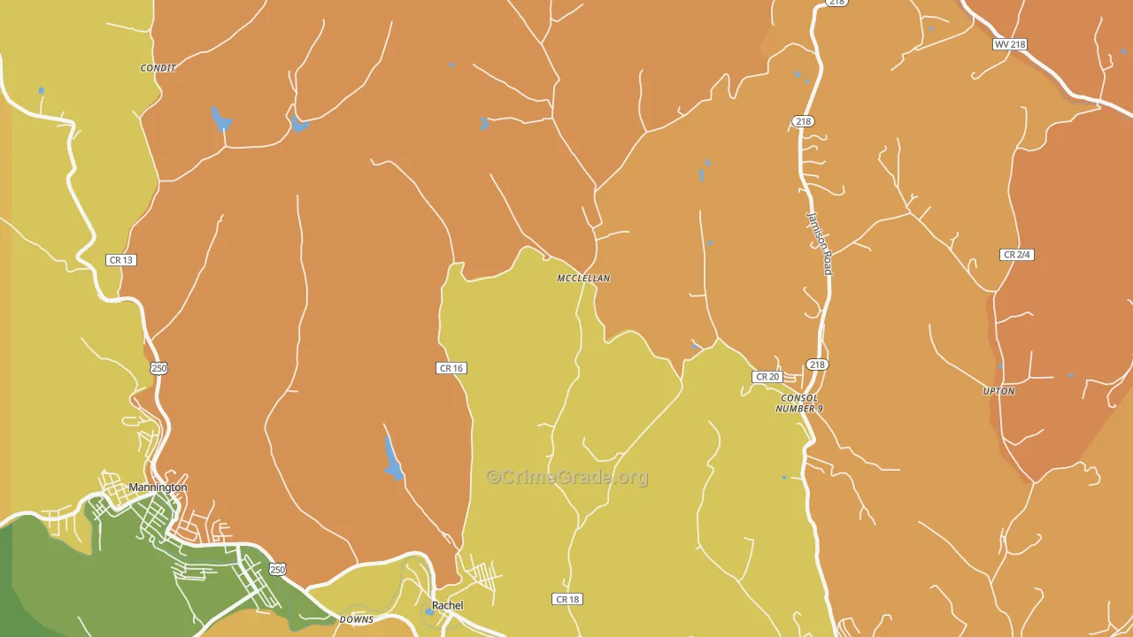McClellan, WV Map of Theft Rates