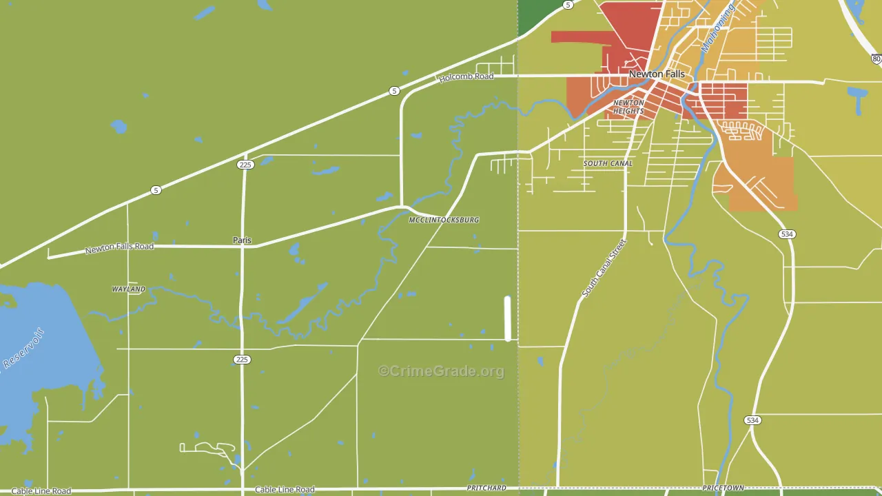 McClintocksburg, OH Map of Theft Rates