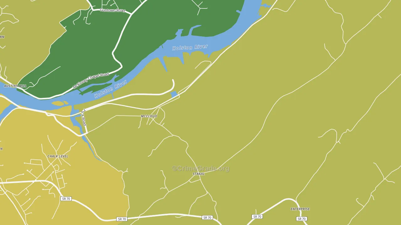 McCloud, TN Map of Theft Rates