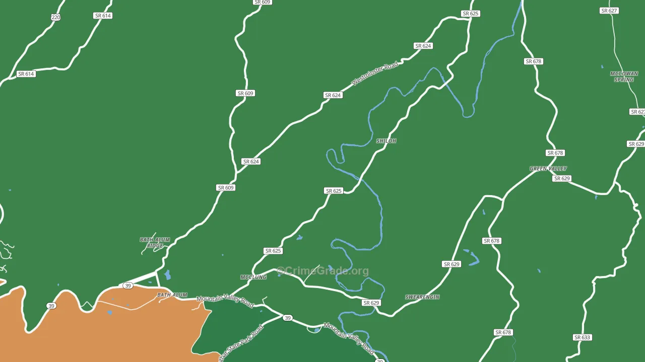 McClung, VA Map of Theft Rates
