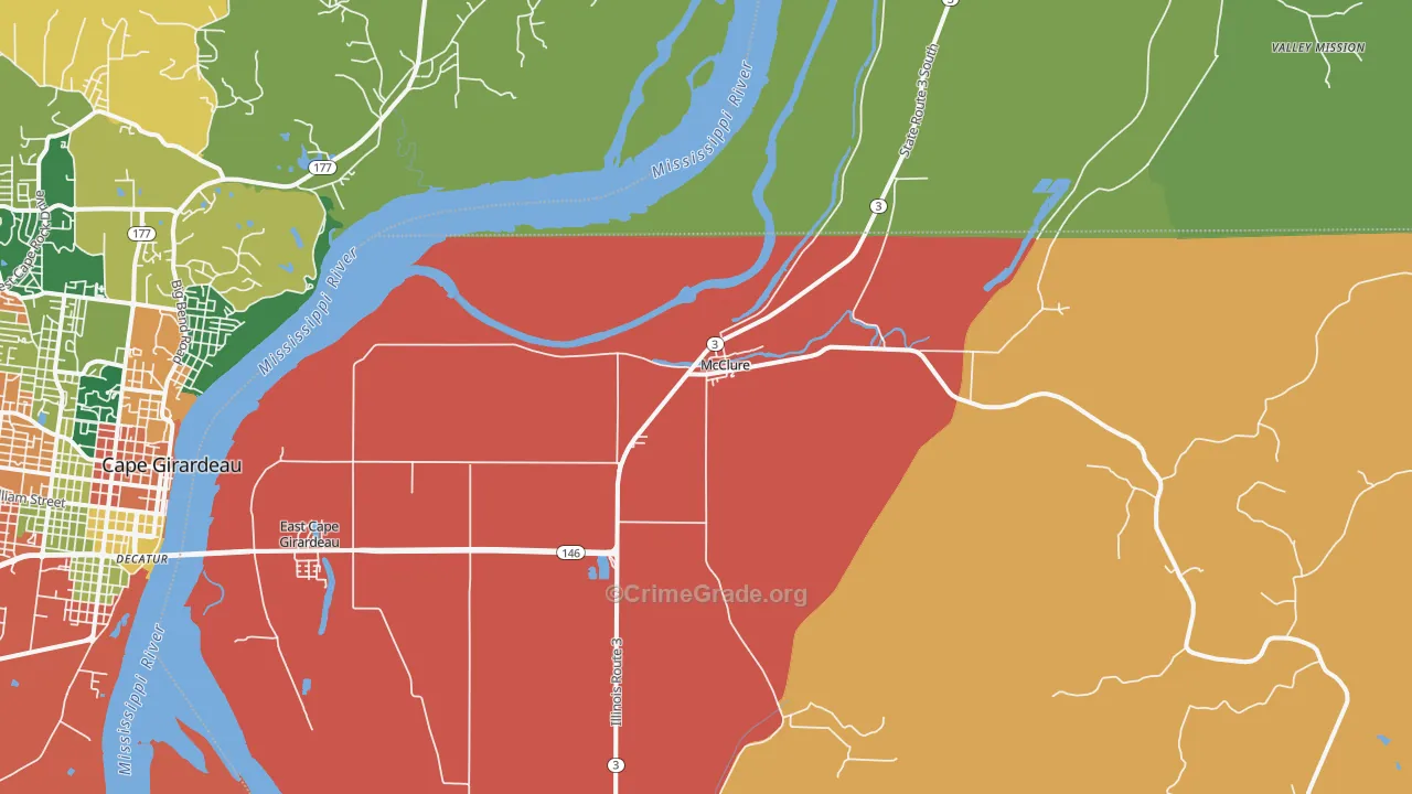 McClure, IL Map of Theft Rates