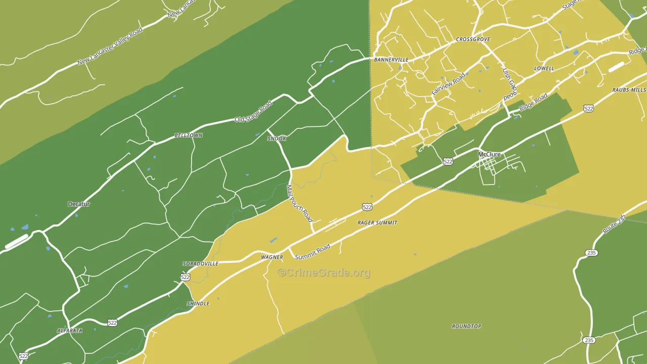 McClure, PA Map of Theft Rates