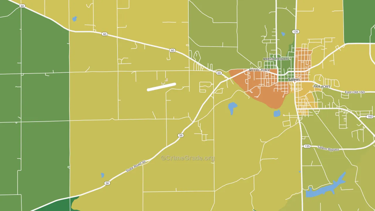 McCol Place, IN Map of Theft Rates