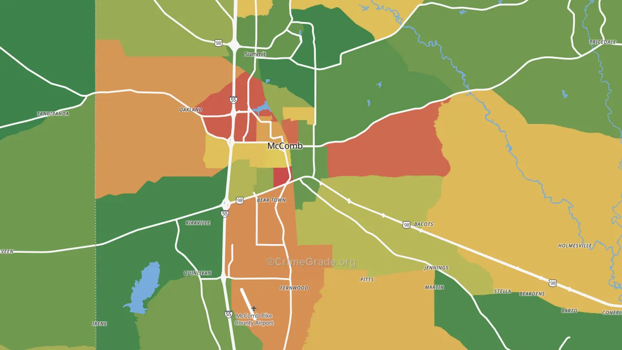 Mccomb, MS Map of Theft Rates