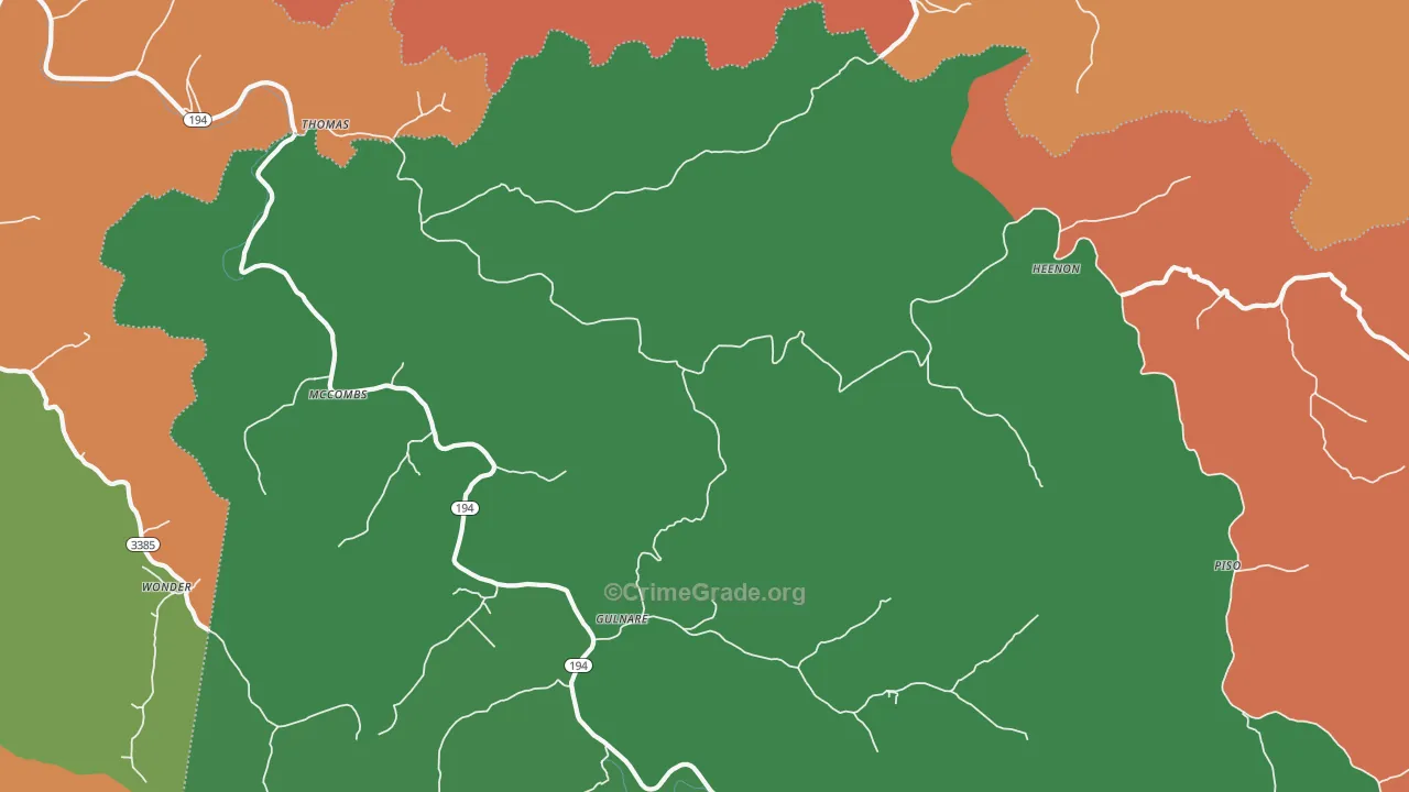 McCombs, KY Map of Theft Rates