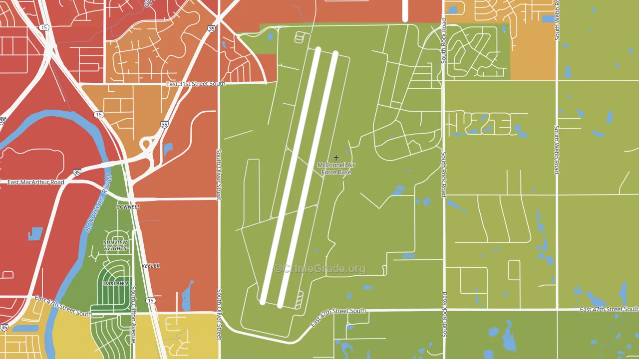 McConnell AFB, KS Map of Theft Rates