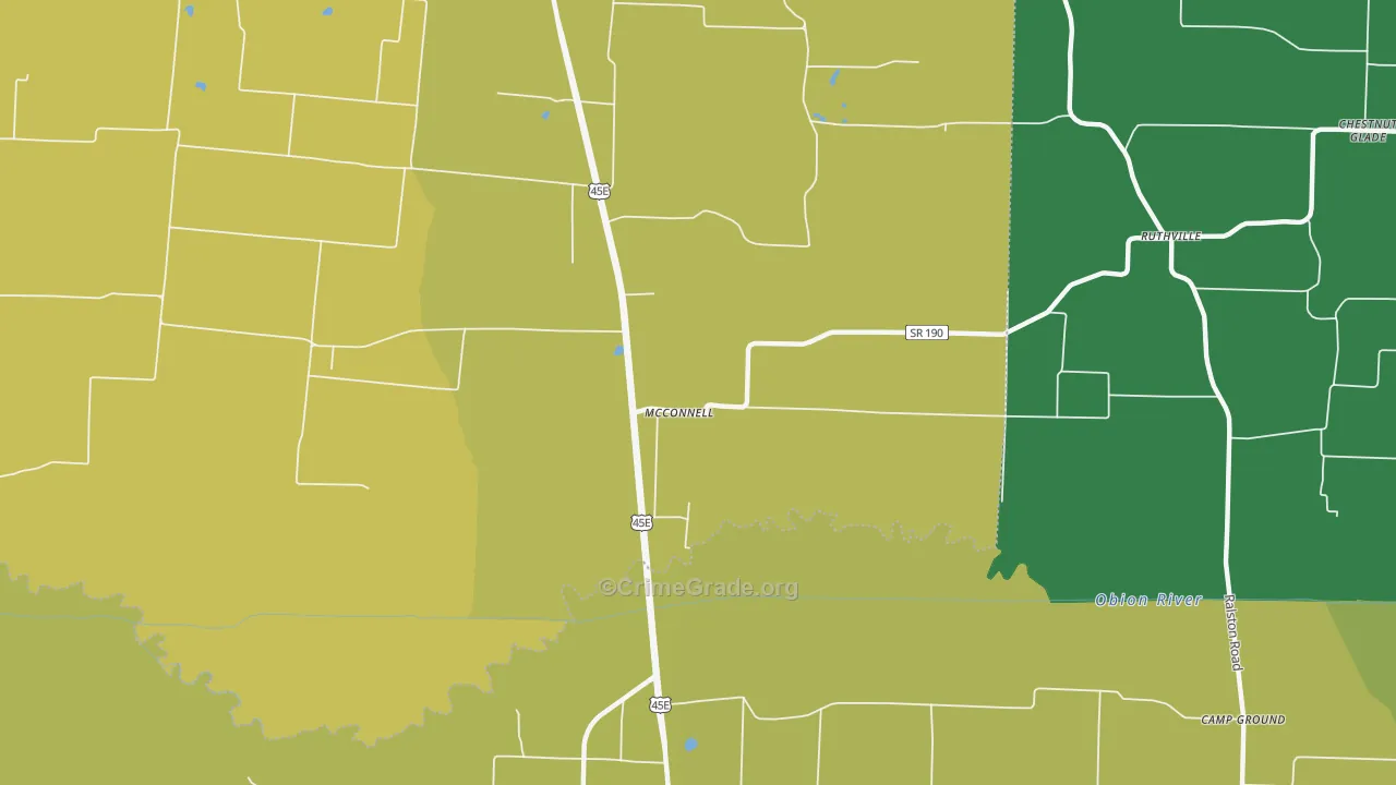 McConnell, TN Map of Theft Rates