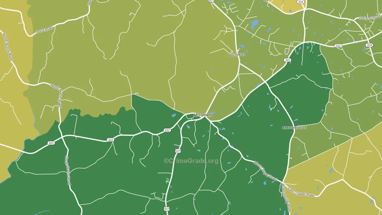 McConnells, SC Map of Theft Rates