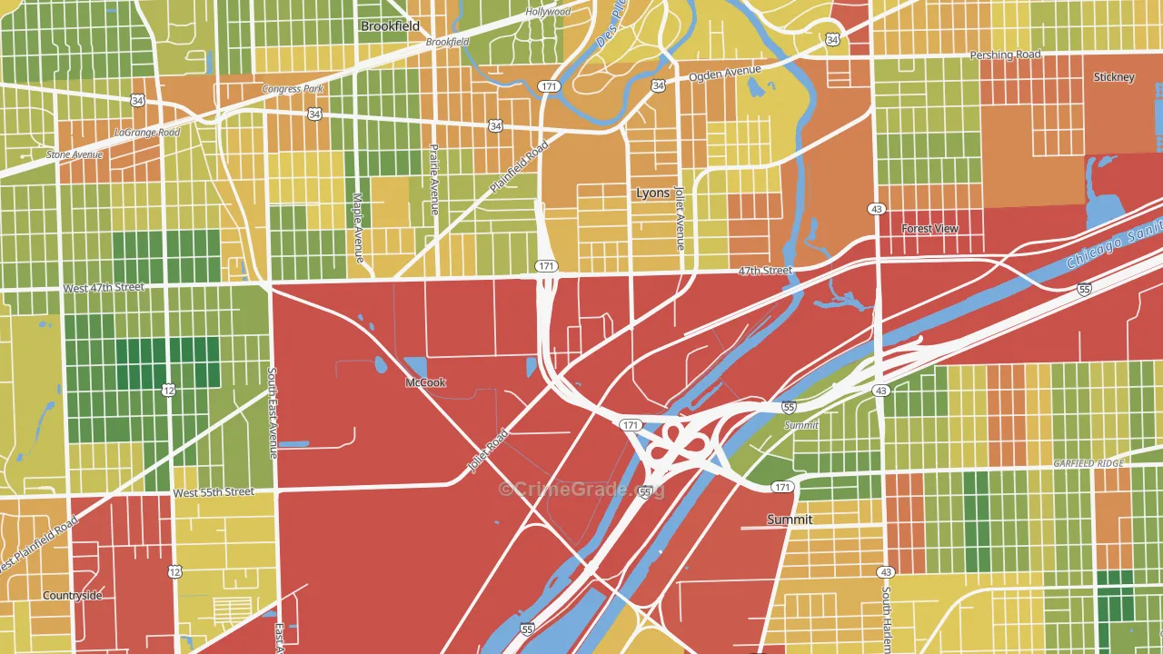 McCook, IL Map of Theft Rates