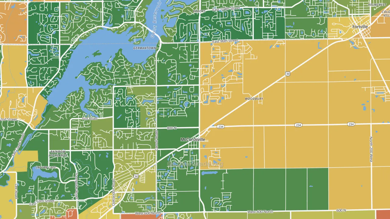 McCordsville, IN Map of Theft Rates