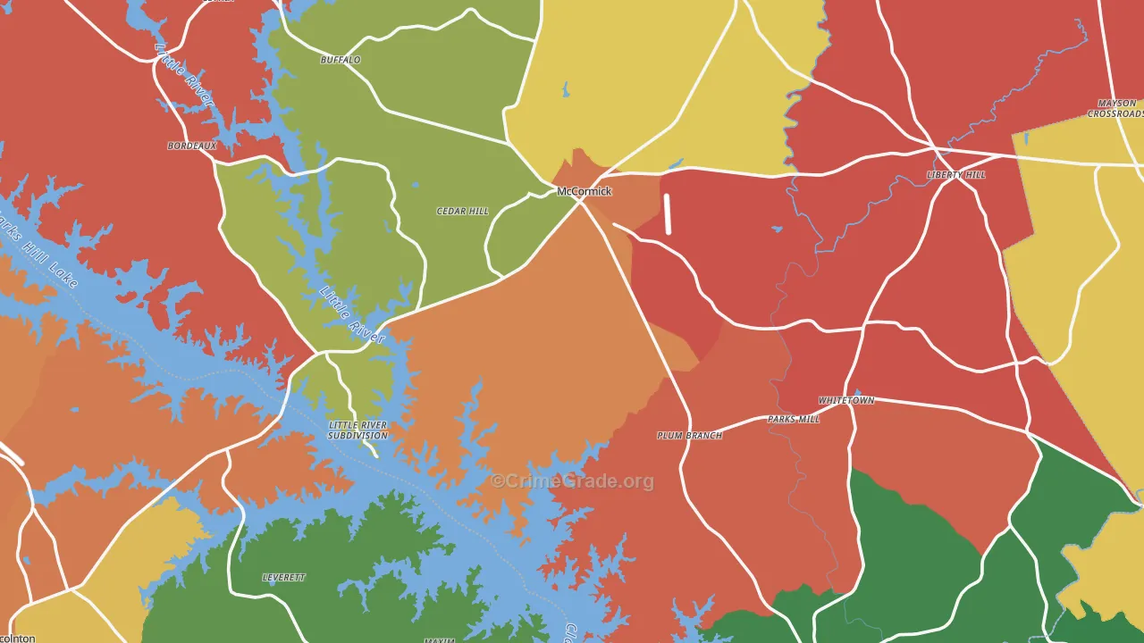 McCormick County, SC Map of Theft Rates