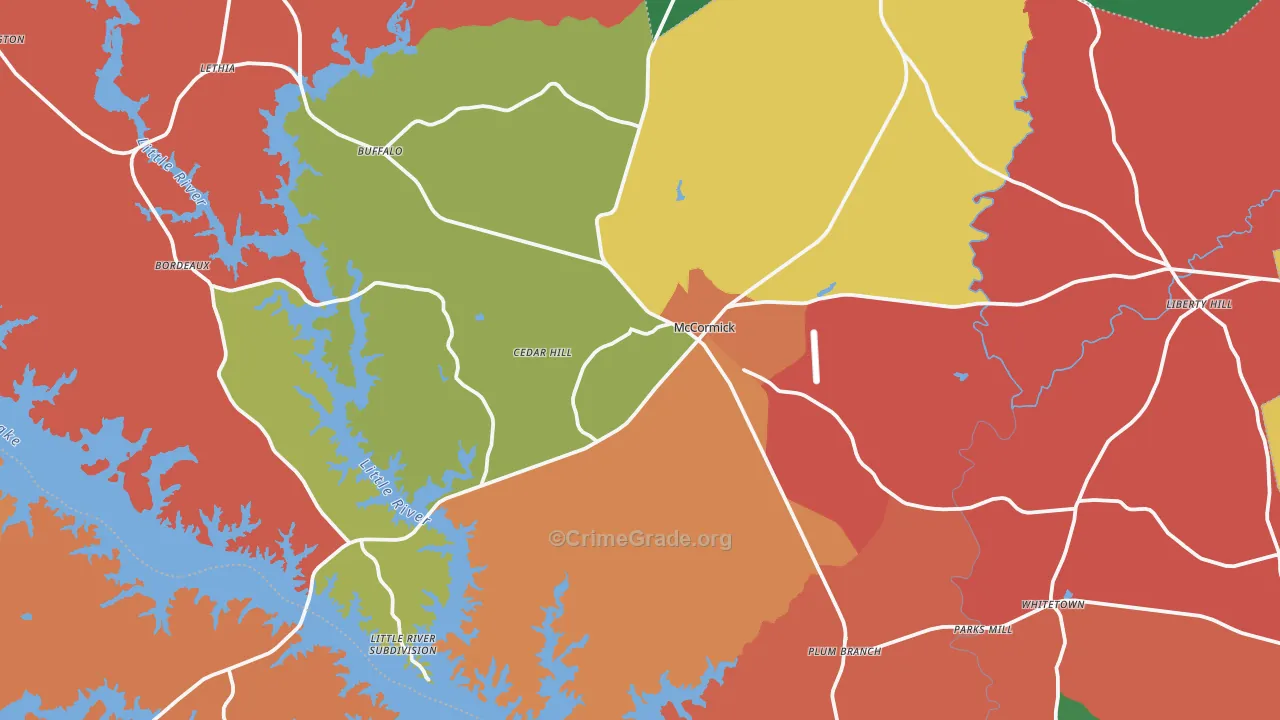 McCormick, SC Map of Theft Rates