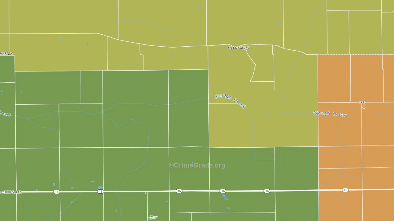 McCoysburg, IN Map of Theft Rates