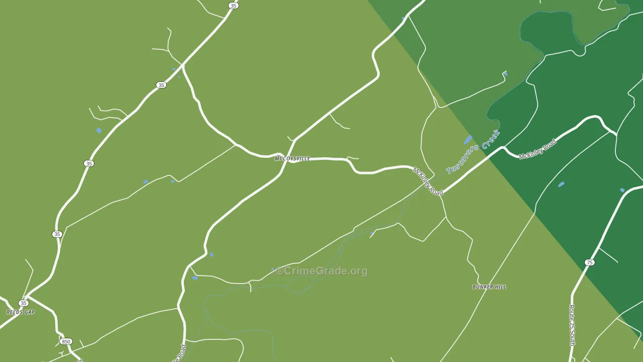 McCoysville, PA Map of Theft Rates