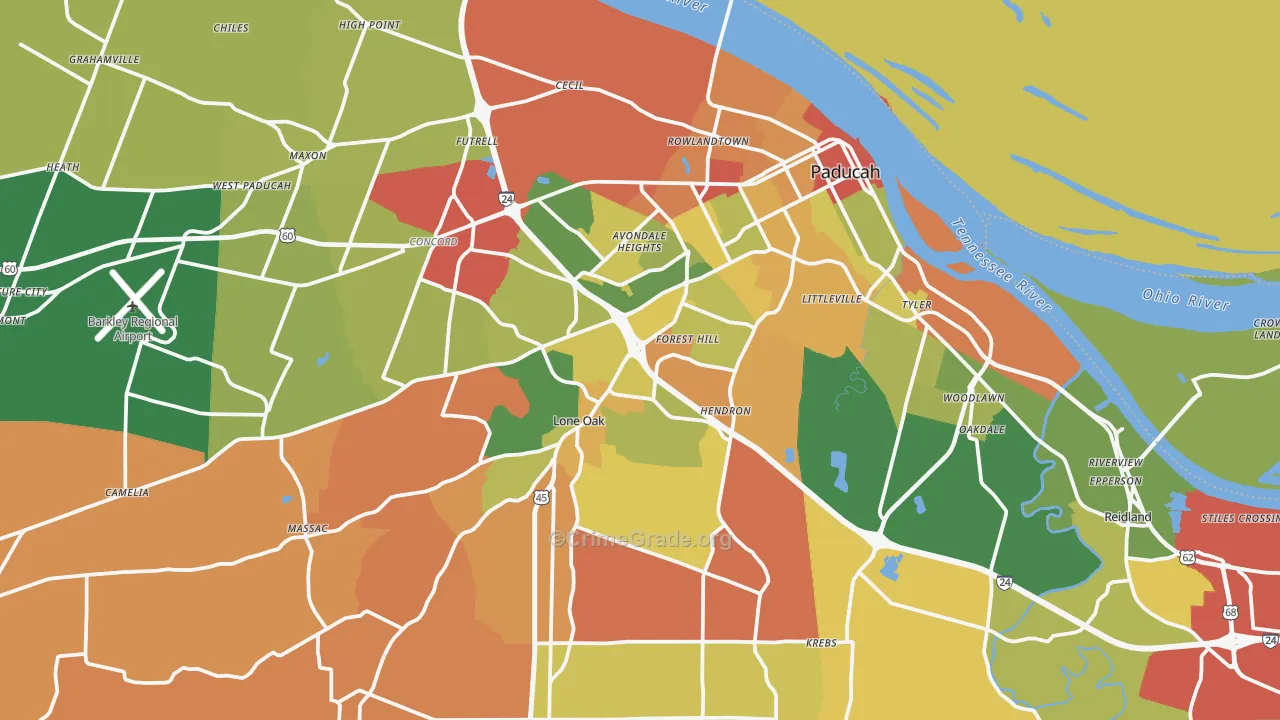 McCracken County, KY Map of Theft Rates