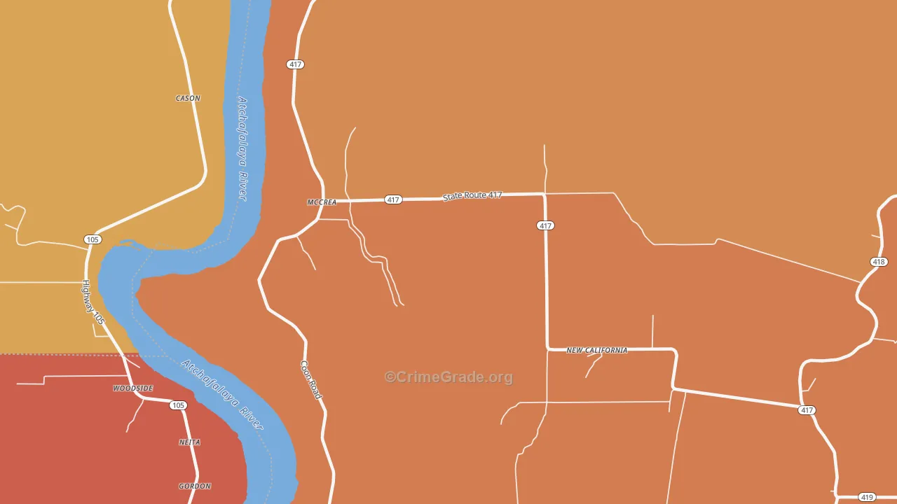McCrea, LA Map of Theft Rates