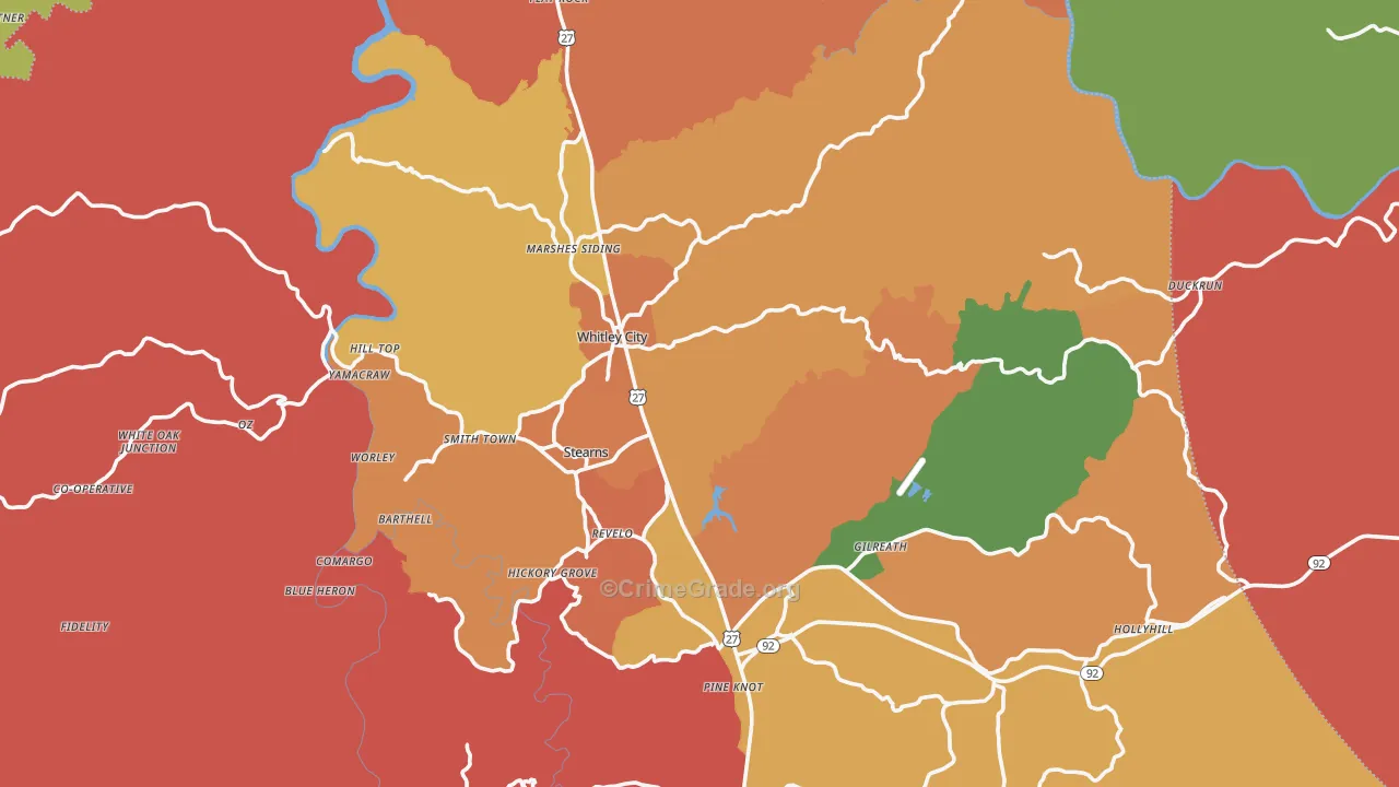 McCreary County, KY Map of Theft Rates