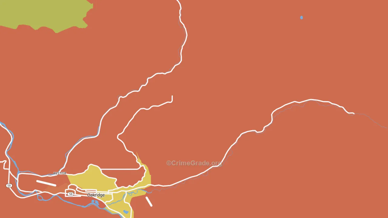 McCredie Springs, OR Map of Theft Rates