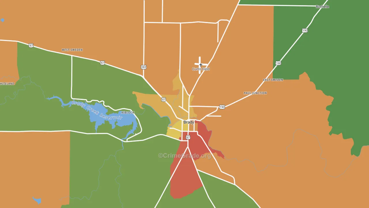 McCulloch County, TX Map of Theft Rates