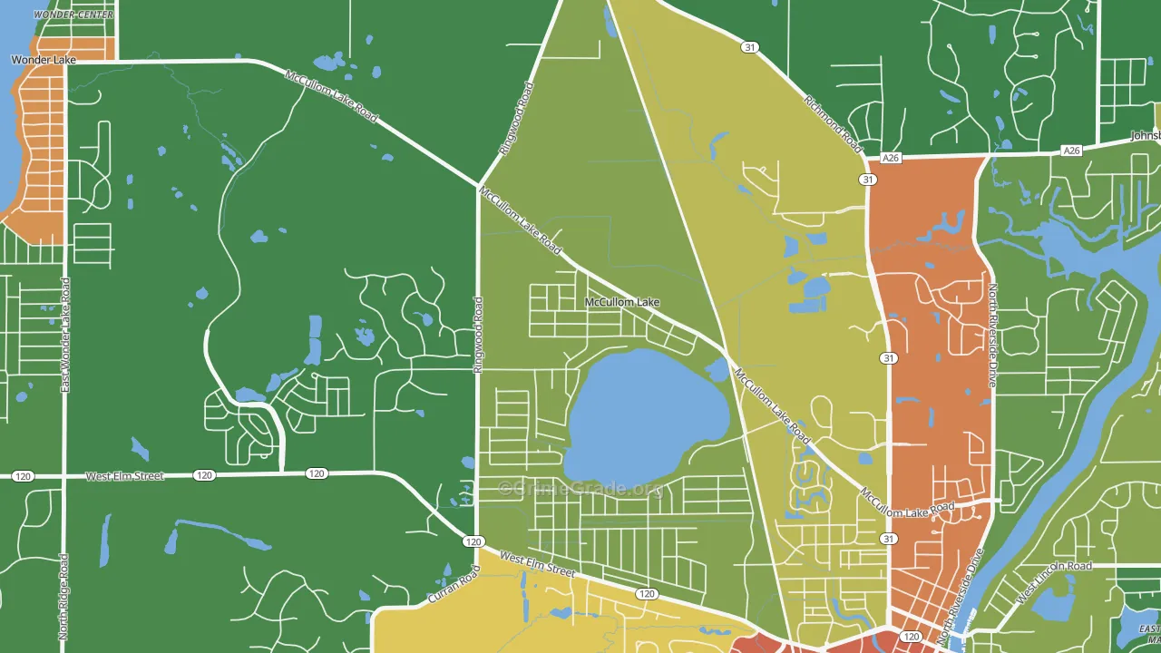 McCullom Lake, IL Map of Theft Rates
