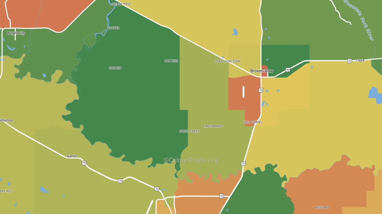 McCurtain County, OK Map of Theft Rates