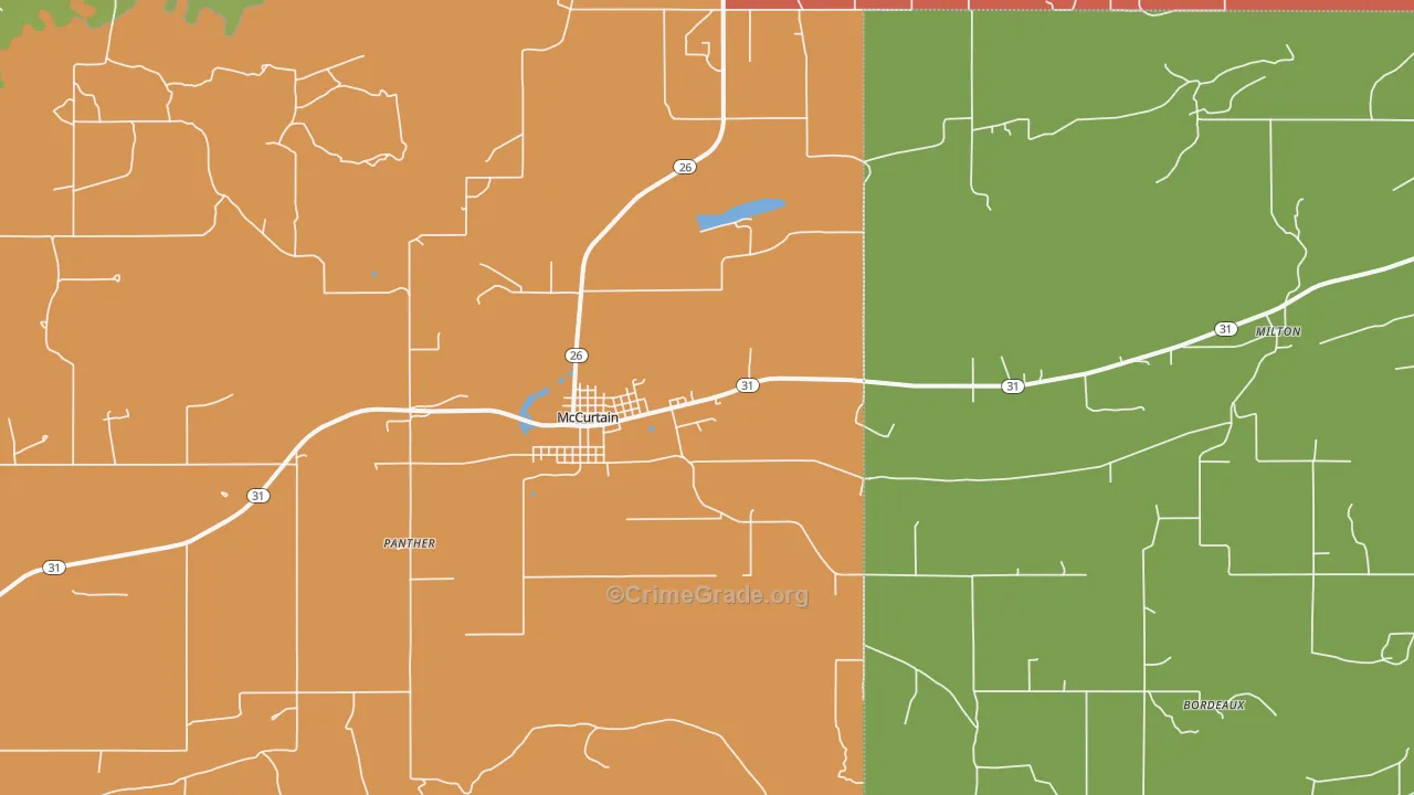 Mccurtain, OK Map of Theft Rates