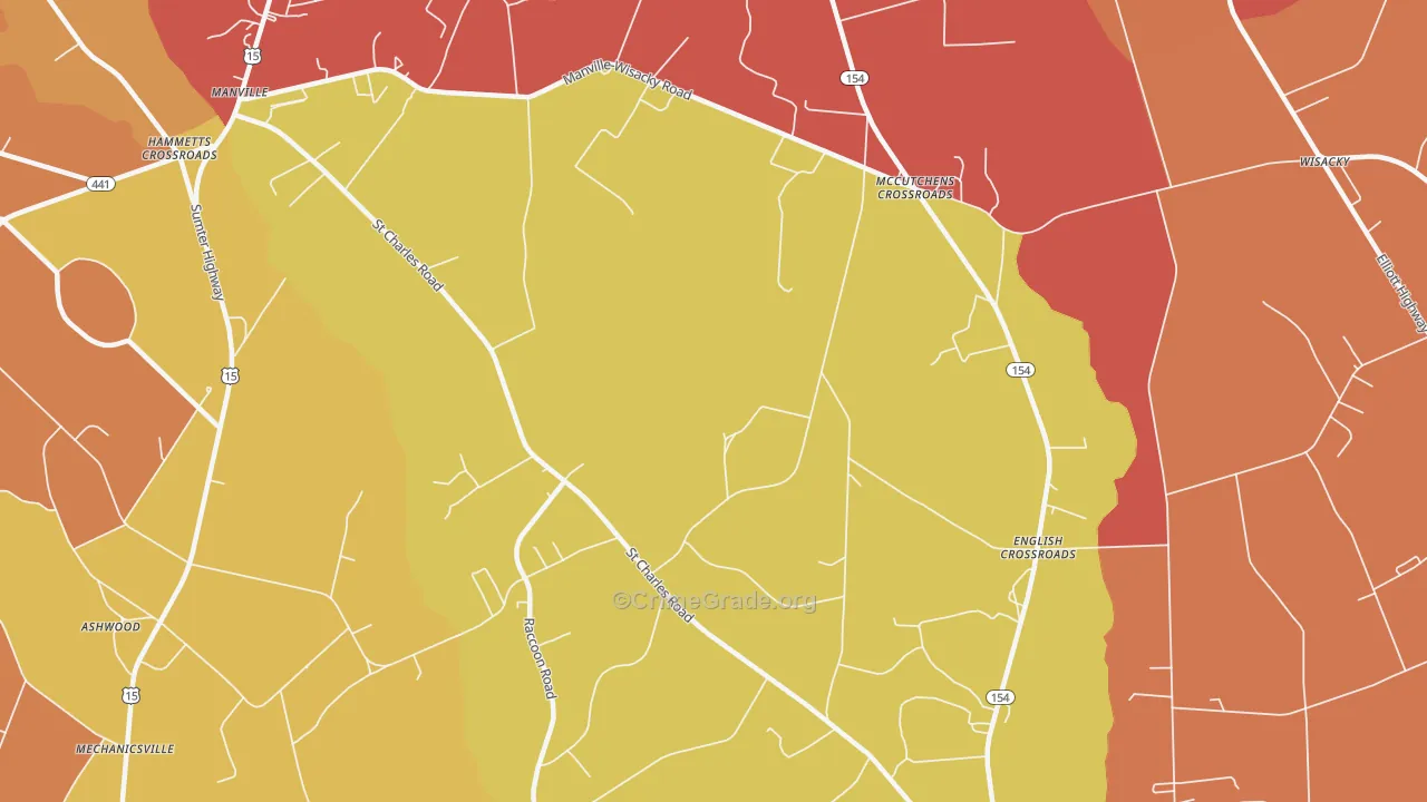 McCutchens Crossroads, SC Map of Theft Rates