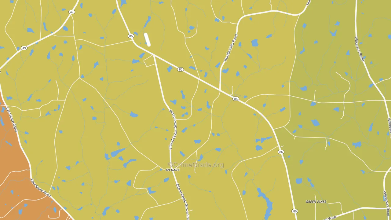 McDade, NC Map of Theft Rates