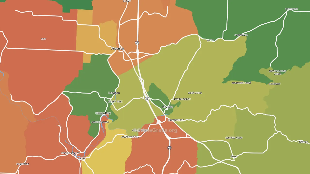 McDonald County, MO Map of Theft Rates