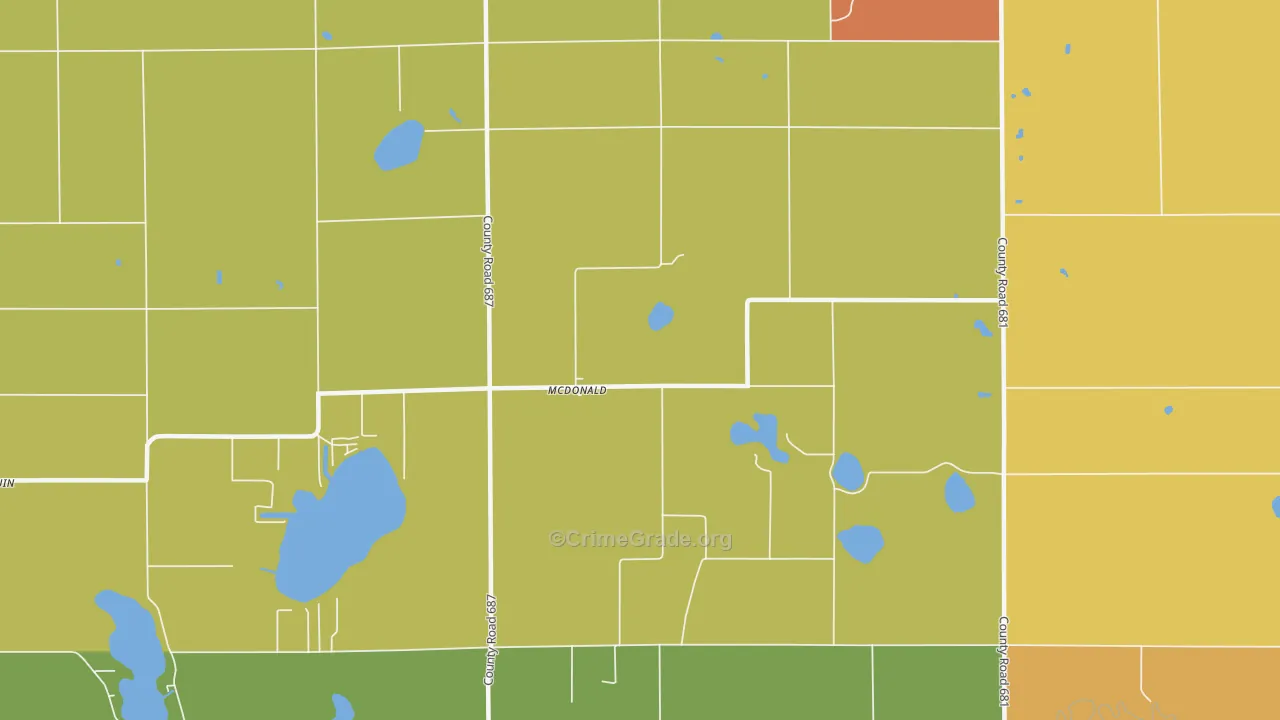McDonald, MI Map of Theft Rates