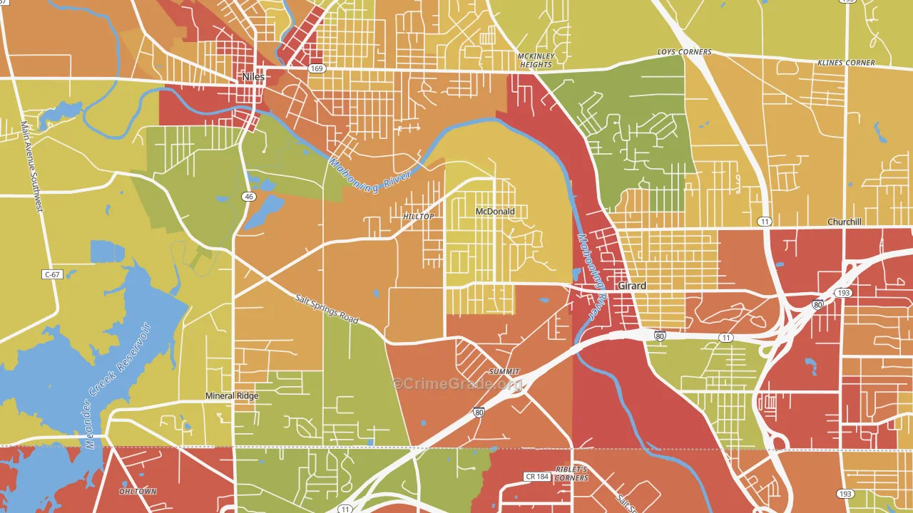 McDonald, OH Map of Theft Rates
