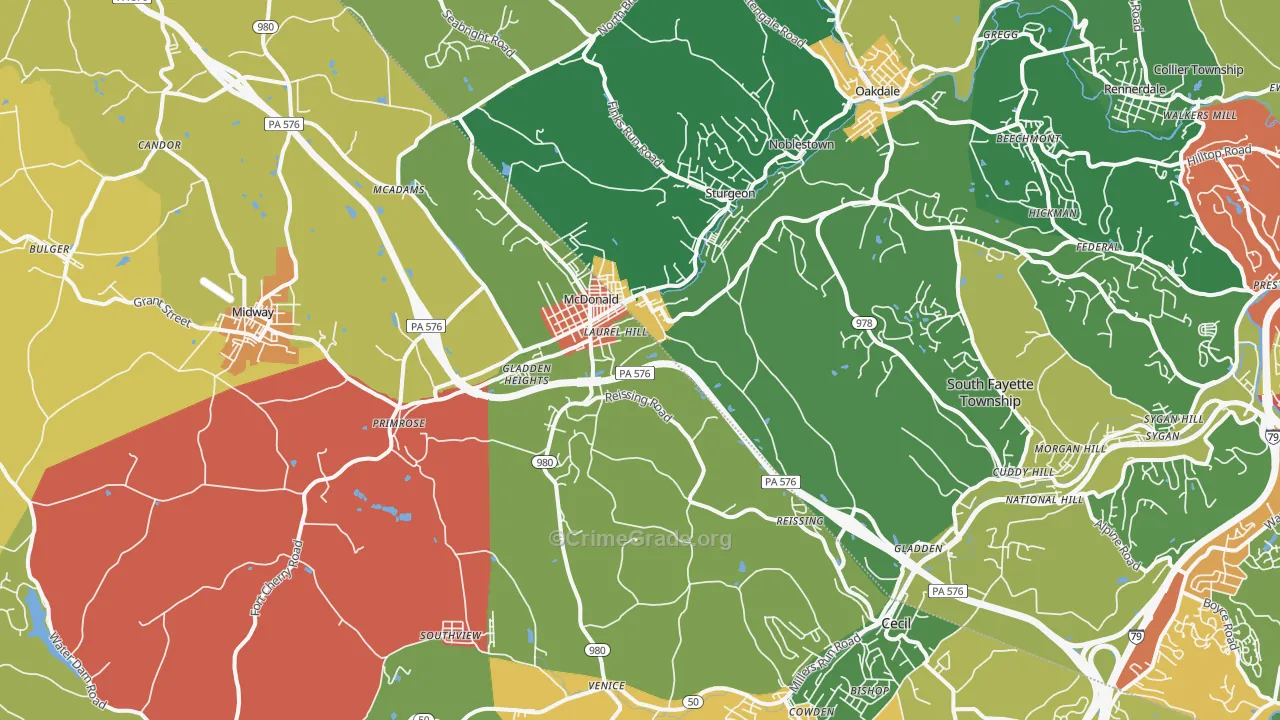 Mcdonald, PA Map of Theft Rates