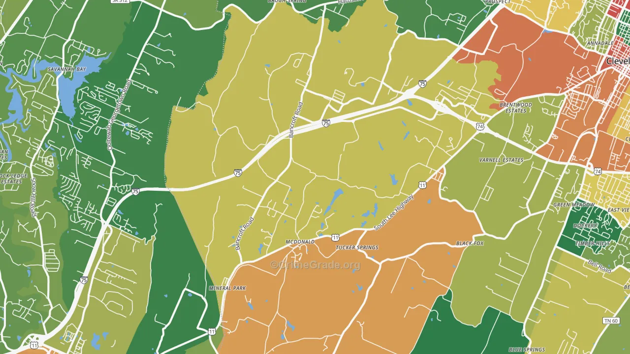 McDonald, TN Map of Theft Rates