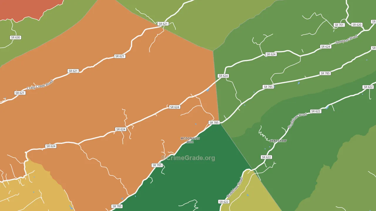 McDonalds Mill, VA Map of Theft Rates