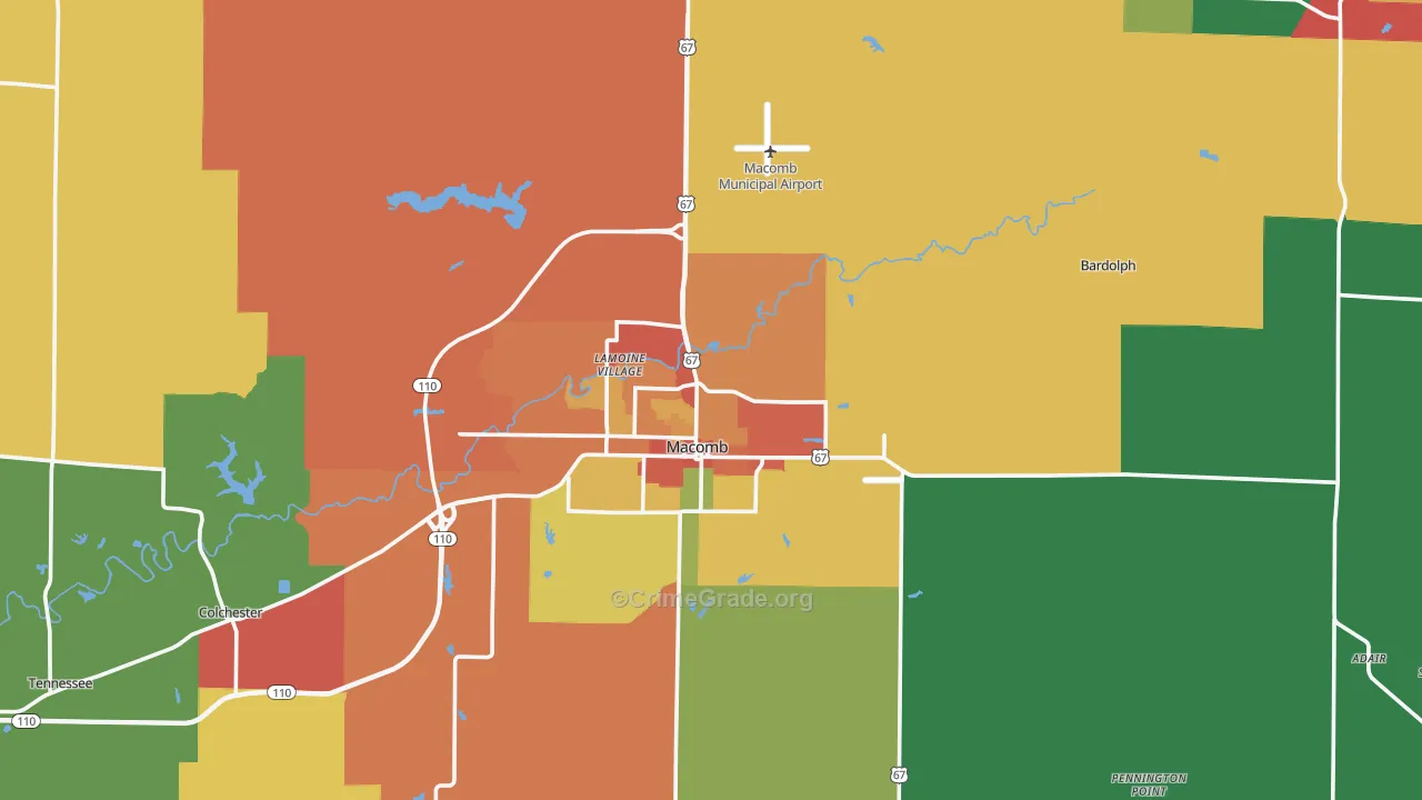 McDonough County, IL Map of Theft Rates