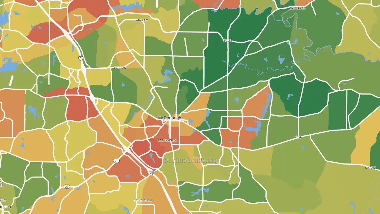 McDonough, GA Map of Theft Rates